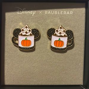 Disney x BaubleBar Pumpkin Spice Mickey Stud Earrings New Rare